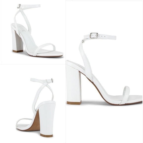 Revolve X RAYE Womens Valerie Block Heel Ankle Strap White Size 8.5 - Picture 1 of 7